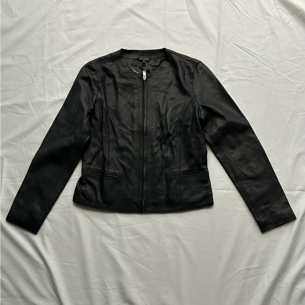 Massimo Dutti Black Leather Jacket